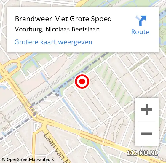 Locatie op kaart van de 112 melding: Brandweer Met Grote Spoed Naar Voorburg, Nicolaas Beetslaan op 6 oktober 2024 00:54