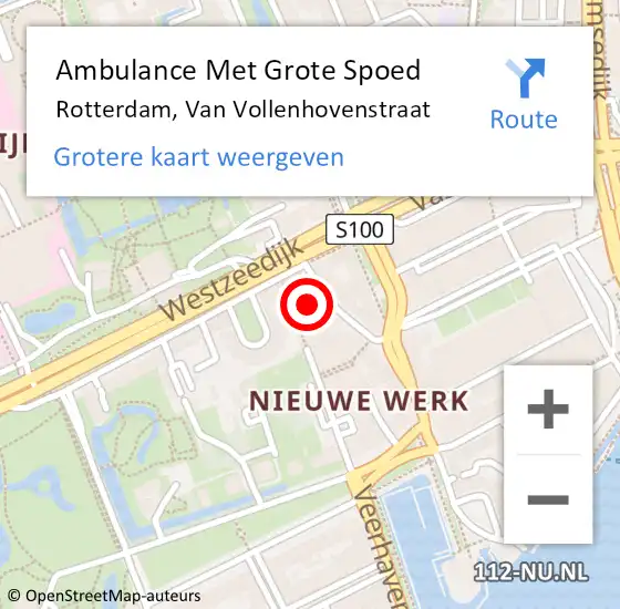 Locatie op kaart van de 112 melding: Ambulance Met Grote Spoed Naar Rotterdam, Van Vollenhovenstraat op 6 oktober 2024 01:18