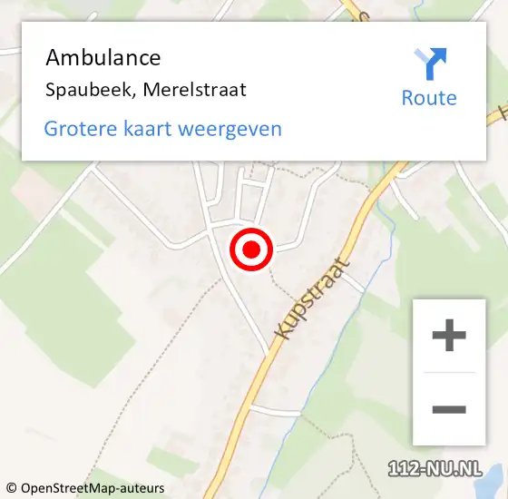 Locatie op kaart van de 112 melding: Ambulance Spaubeek, Merelstraat op 22 oktober 2014 12:41