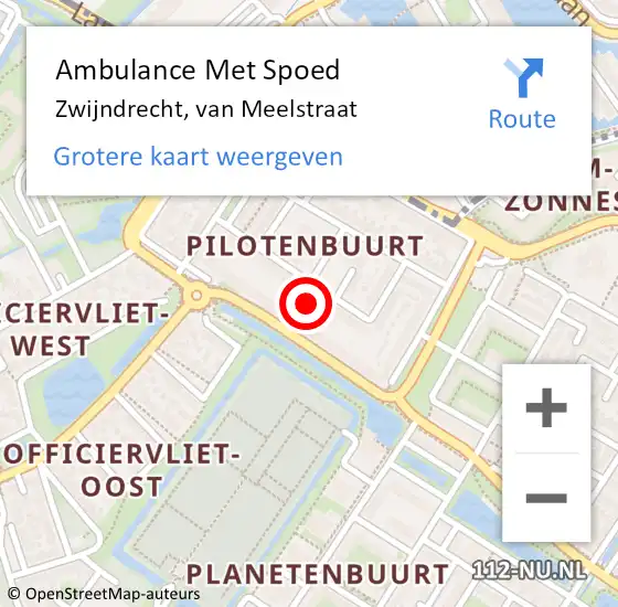 Locatie op kaart van de 112 melding: Ambulance Met Spoed Naar Zwijndrecht, van Meelstraat op 6 oktober 2024 01:57