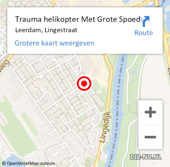 Locatie op kaart van de 112 melding: Trauma helikopter Met Grote Spoed Naar Leerdam, Lingestraat op 6 oktober 2024 01:59