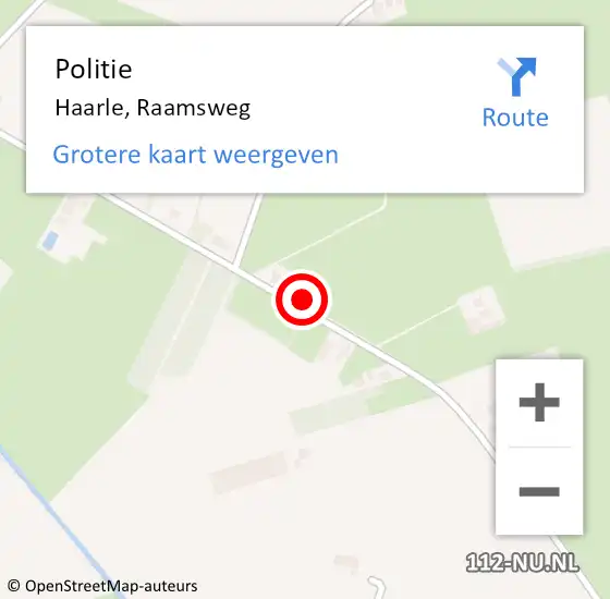 Locatie op kaart van de 112 melding: Politie Haarle, Raamsweg op 6 oktober 2024 02:06