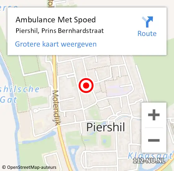 Locatie op kaart van de 112 melding: Ambulance Met Spoed Naar Piershil, Prins Bernhardstraat op 6 oktober 2024 02:13