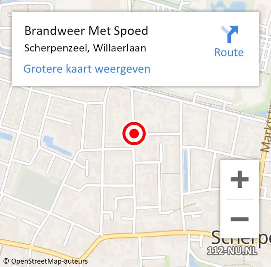 Locatie op kaart van de 112 melding: Brandweer Met Spoed Naar Scherpenzeel, Willaerlaan op 6 oktober 2024 02:19