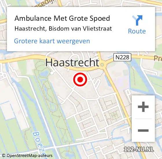 Locatie op kaart van de 112 melding: Ambulance Met Grote Spoed Naar Haastrecht, Bisdom van Vlietstraat op 6 oktober 2024 02:20