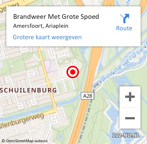 Locatie op kaart van de 112 melding: Brandweer Met Grote Spoed Naar Amersfoort, Ariaplein op 6 oktober 2024 02:24