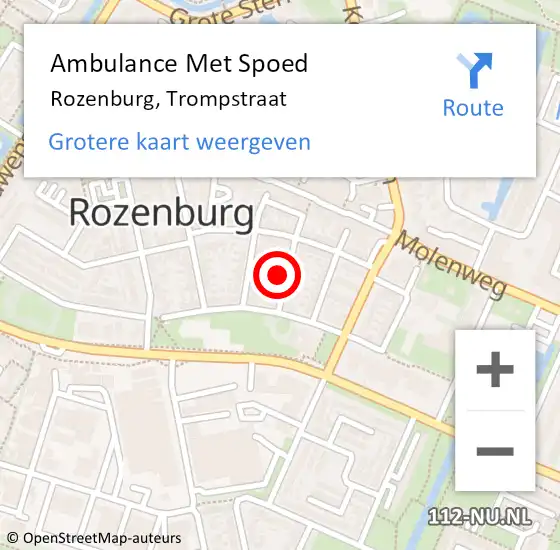 Locatie op kaart van de 112 melding: Ambulance Met Spoed Naar Rozenburg, Trompstraat op 6 oktober 2024 02:27