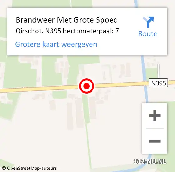 Locatie op kaart van de 112 melding: Brandweer Met Grote Spoed Naar Oirschot, N395 hectometerpaal: 7 op 6 oktober 2024 02:33