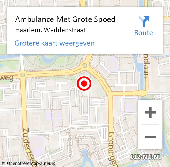 Locatie op kaart van de 112 melding: Ambulance Met Grote Spoed Naar Haarlem, Waddenstraat op 6 oktober 2024 02:58