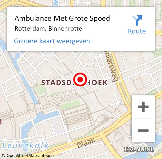 Locatie op kaart van de 112 melding: Ambulance Met Grote Spoed Naar Rotterdam, Binnenrotte op 6 oktober 2024 03:14