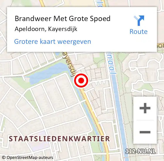 Locatie op kaart van de 112 melding: Brandweer Met Grote Spoed Naar Apeldoorn, Kayersdijk op 6 oktober 2024 03:35