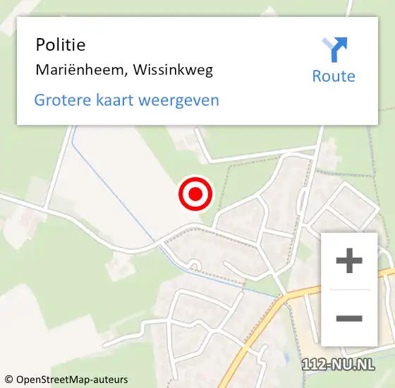 Locatie op kaart van de 112 melding: Politie Mariënheem, Wissinkweg op 6 oktober 2024 03:48