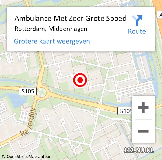 Locatie op kaart van de 112 melding: Ambulance Met Zeer Grote Spoed Naar Rotterdam, Middenhagen op 6 oktober 2024 03:48