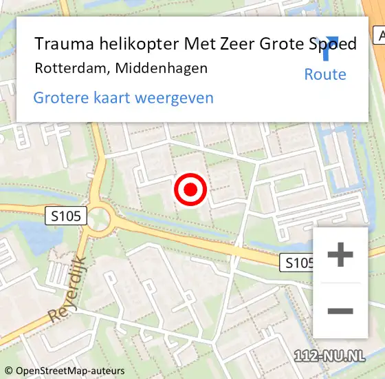 Locatie op kaart van de 112 melding: Trauma helikopter Met Zeer Grote Spoed Naar Rotterdam, Middenhagen op 6 oktober 2024 03:49