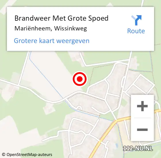 Locatie op kaart van de 112 melding: Brandweer Met Grote Spoed Naar Mariënheem, Wissinkweg op 6 oktober 2024 03:49