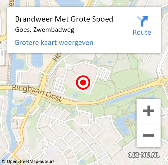 Locatie op kaart van de 112 melding: Brandweer Met Grote Spoed Naar Goes, Zwembadweg op 22 oktober 2014 12:48