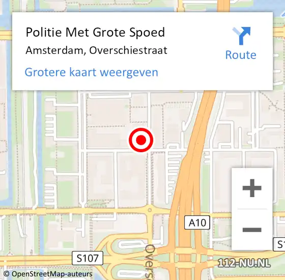 Locatie op kaart van de 112 melding: Politie Met Grote Spoed Naar Amsterdam, Overschiestraat op 6 oktober 2024 04:54