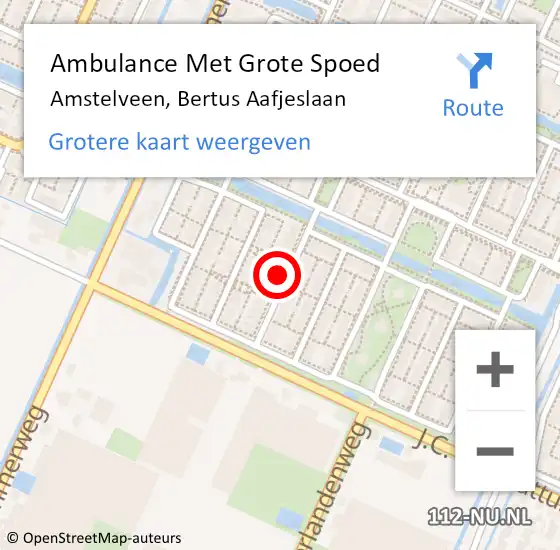 Locatie op kaart van de 112 melding: Ambulance Met Grote Spoed Naar Amstelveen, Bertus Aafjeslaan op 6 oktober 2024 05:14