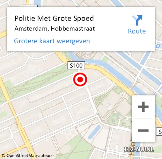 Locatie op kaart van de 112 melding: Politie Met Grote Spoed Naar Amsterdam, Hobbemastraat op 6 oktober 2024 05:20