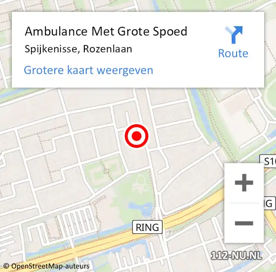 Locatie op kaart van de 112 melding: Ambulance Met Grote Spoed Naar Spijkenisse, Rozenlaan op 6 oktober 2024 06:03