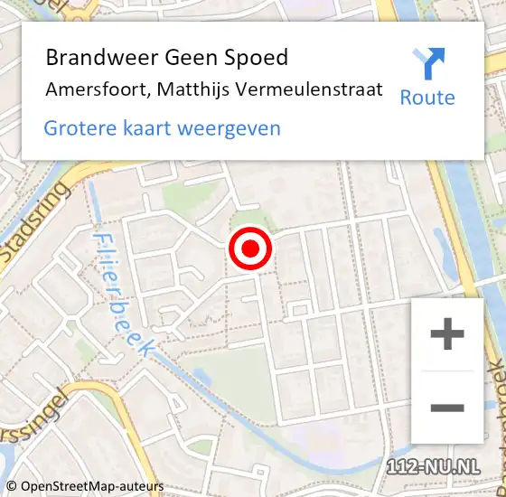 Locatie op kaart van de 112 melding: Brandweer Geen Spoed Naar Amersfoort, Matthijs Vermeulenstraat op 6 oktober 2024 07:45