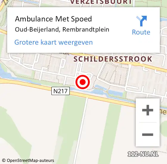 Locatie op kaart van de 112 melding: Ambulance Met Spoed Naar Oud-Beijerland, Rembrandtplein op 6 oktober 2024 08:11