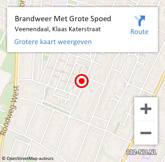 Locatie op kaart van de 112 melding: Brandweer Met Grote Spoed Naar Veenendaal, Klaas Katerstraat op 6 oktober 2024 08:21