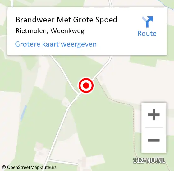 Locatie op kaart van de 112 melding: Brandweer Met Grote Spoed Naar Rietmolen, Weenkweg op 22 oktober 2014 12:54