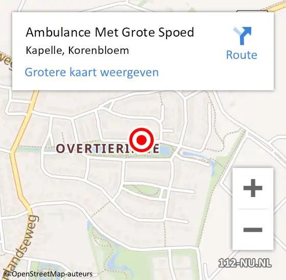 Locatie op kaart van de 112 melding: Ambulance Met Grote Spoed Naar Kapelle, Korenbloem op 22 oktober 2014 12:55