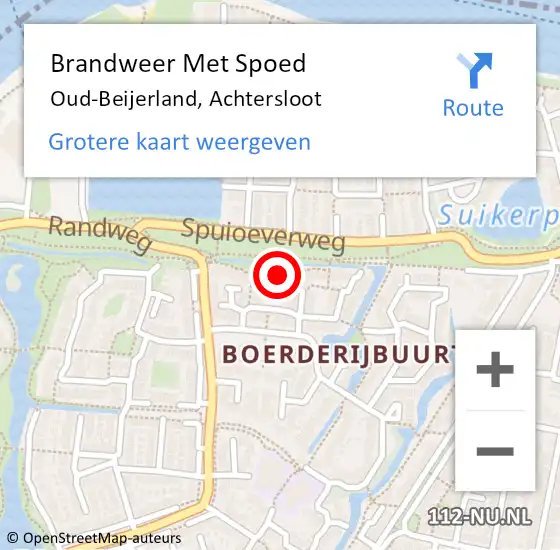 Locatie op kaart van de 112 melding: Brandweer Met Spoed Naar Oud-Beijerland, Achtersloot op 6 oktober 2024 08:26