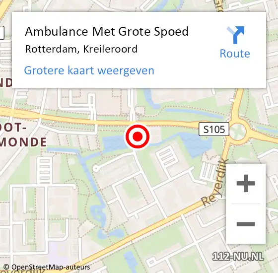 Locatie op kaart van de 112 melding: Ambulance Met Grote Spoed Naar Rotterdam, Kreileroord op 6 oktober 2024 08:48