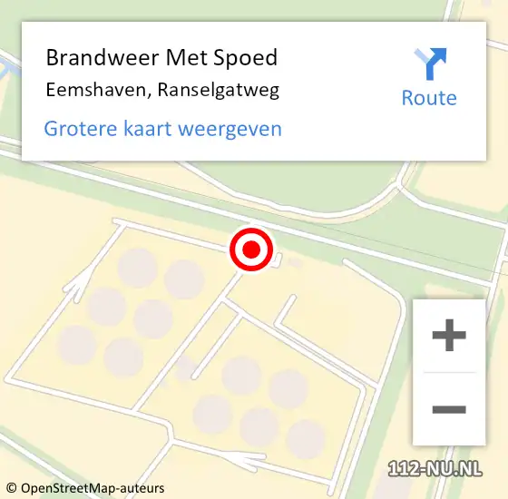 Locatie op kaart van de 112 melding: Brandweer Met Spoed Naar Eemshaven, Ranselgatweg op 6 oktober 2024 09:12