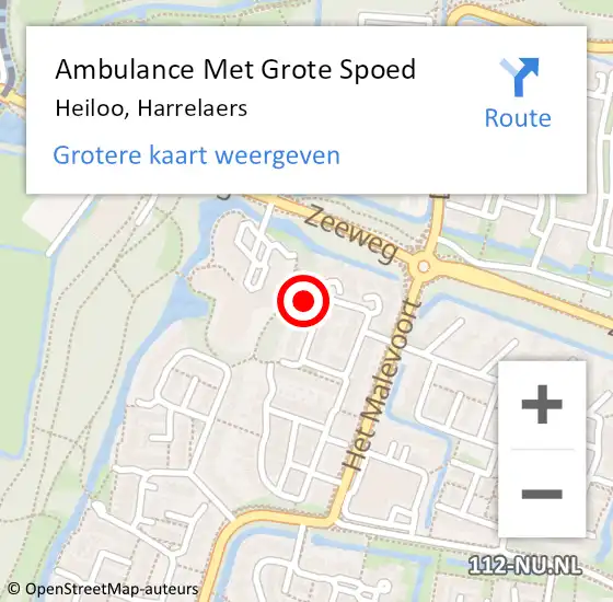 Locatie op kaart van de 112 melding: Ambulance Met Grote Spoed Naar Heiloo, Harrelaers op 6 oktober 2024 09:14