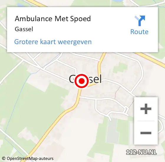 Locatie op kaart van de 112 melding: Ambulance Met Spoed Naar Gassel op 6 oktober 2024 09:27