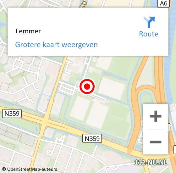 Locatie op kaart van de 112 melding:  Lemmer op 6 oktober 2024 09:37