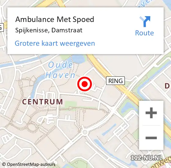 Locatie op kaart van de 112 melding: Ambulance Met Spoed Naar Spijkenisse, Damstraat op 6 oktober 2024 09:41