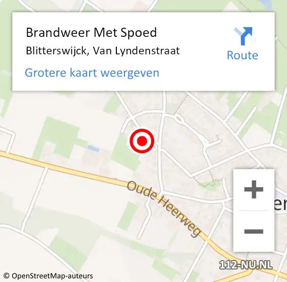 Locatie op kaart van de 112 melding: Brandweer Met Spoed Naar Blitterswijck, Van Lyndenstraat op 6 oktober 2024 10:10