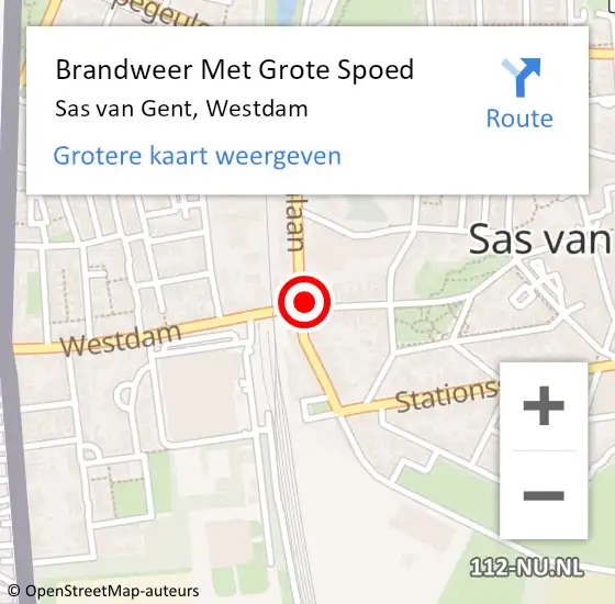 Locatie op kaart van de 112 melding: Brandweer Met Grote Spoed Naar Sas van Gent, Westdam op 6 oktober 2024 10:20