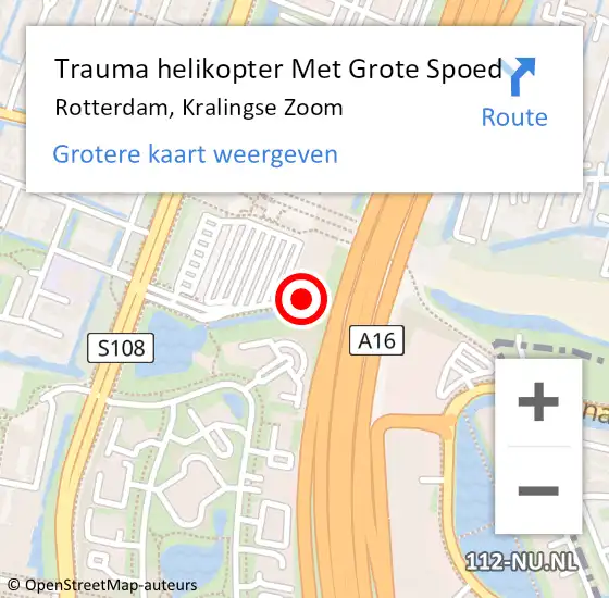 Locatie op kaart van de 112 melding: Trauma helikopter Met Grote Spoed Naar Rotterdam, Kralingse Zoom op 6 oktober 2024 10:46