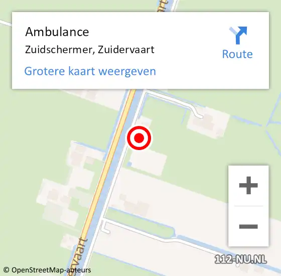 Locatie op kaart van de 112 melding: Ambulance Zuidschermer, Zuidervaart op 6 oktober 2024 10:55