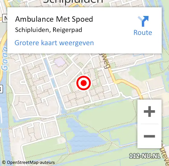 Locatie op kaart van de 112 melding: Ambulance Met Spoed Naar Schipluiden, Reigerpad op 6 oktober 2024 10:59