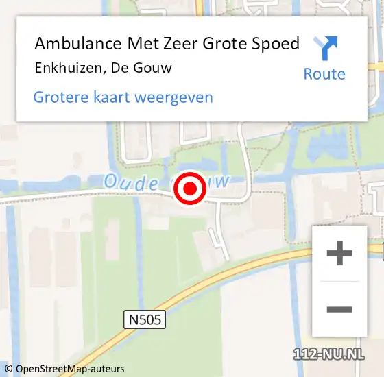 Locatie op kaart van de 112 melding: Ambulance Met Zeer Grote Spoed Naar Enkhuizen, De Gouw op 6 oktober 2024 11:02