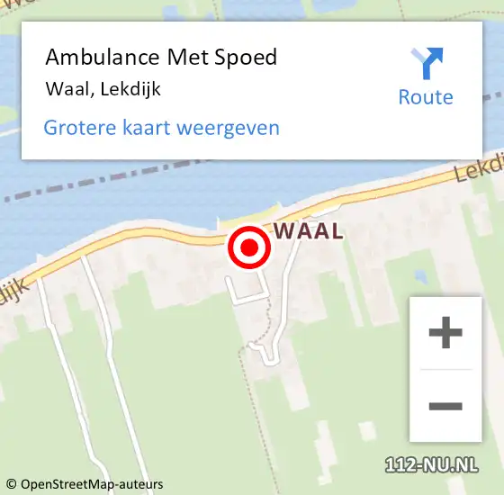 Locatie op kaart van de 112 melding: Ambulance Met Spoed Naar Waal, Lekdijk op 6 oktober 2024 11:02