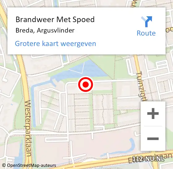 Locatie op kaart van de 112 melding: Brandweer Met Spoed Naar Breda, Argusvlinder op 6 oktober 2024 11:09