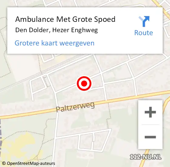 Locatie op kaart van de 112 melding: Ambulance Met Grote Spoed Naar Den Dolder, Hezer Enghweg op 22 oktober 2014 13:04