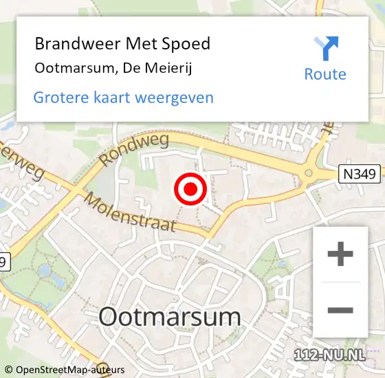 Locatie op kaart van de 112 melding: Brandweer Met Spoed Naar Ootmarsum, De Meierij op 6 oktober 2024 11:22