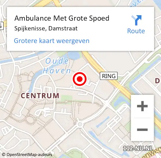 Locatie op kaart van de 112 melding: Ambulance Met Grote Spoed Naar Spijkenisse, Damstraat op 6 oktober 2024 11:29