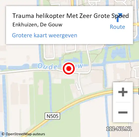 Locatie op kaart van de 112 melding: Trauma helikopter Met Zeer Grote Spoed Naar Enkhuizen, De Gouw op 6 oktober 2024 11:31