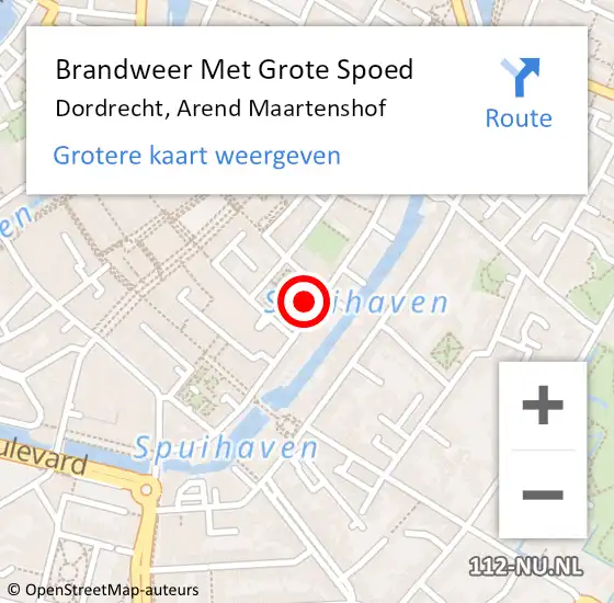 Locatie op kaart van de 112 melding: Brandweer Met Grote Spoed Naar Dordrecht, Arend Maartenshof op 6 oktober 2024 11:45