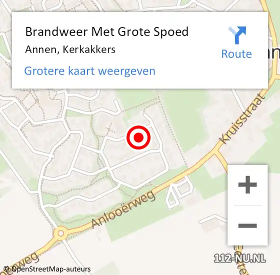 Locatie op kaart van de 112 melding: Brandweer Met Grote Spoed Naar Annen, Kerkakkers op 6 oktober 2024 11:49